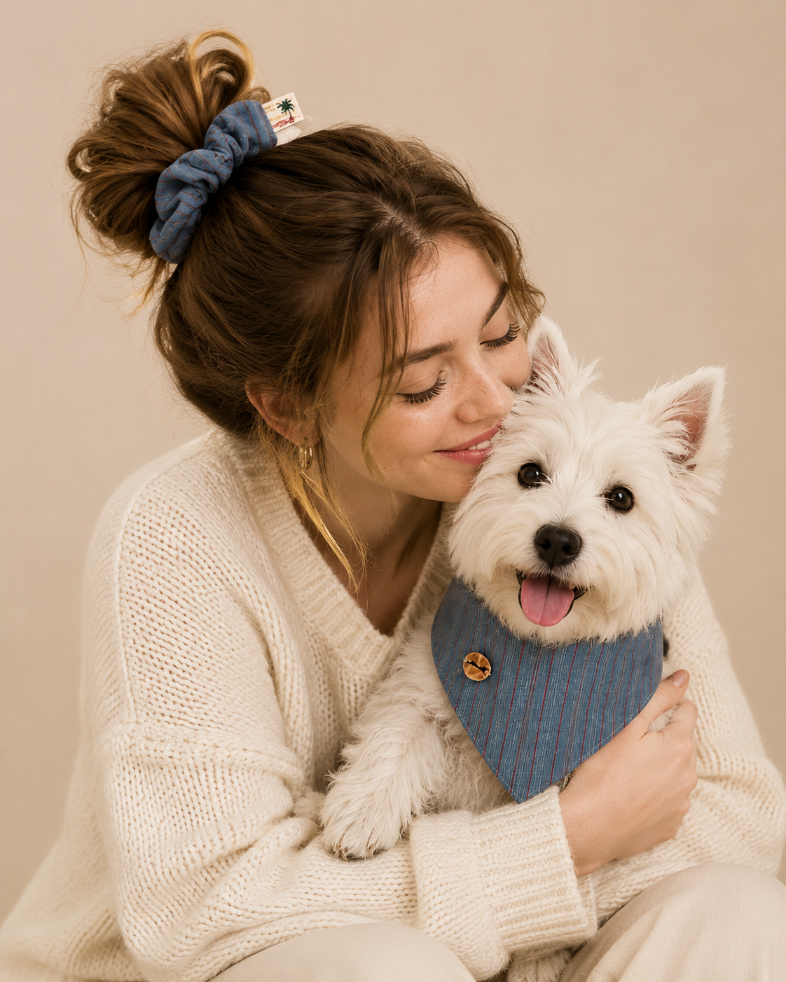 We Are A Match! Dog Bandana & Matching Scrunchie Set